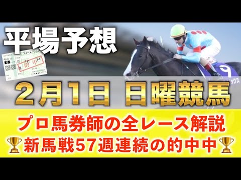 【2月1日日曜競馬予想】想定13番人気148.8倍の超大穴馬を狙い撃つ‼️プロが平場全レース予想を無料公開！【平場予想】 サムネイル