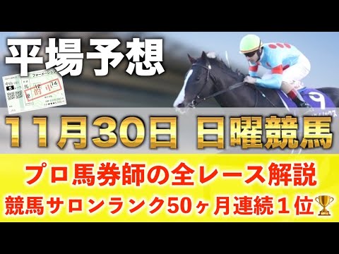 【11月30日日曜競馬予想】想定13番人気128.4倍の超大穴馬を狙い撃つ‼️プロが平場全レース予想を無料公開！【平場… サムネイル
