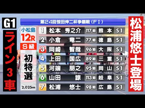 小松島競輪 F1に松浦悠士登場🔥しかもラインはG1ライン3車 🤗12R勝利者インタビュー有り  第２４回笹田伸二杯争覇戦 サムネイル
