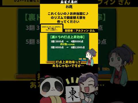 ｢これっくらいのお弁当箱に」　裏ドラ　【大喜利】　麻雀 　mリーグ     【 遊楽天GOTH  西乃うるり 】 サムネイル