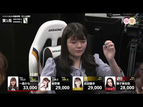 【麻雀】第11期桜蕾戦ベスト16Ａ卓４回戦 サムネイル